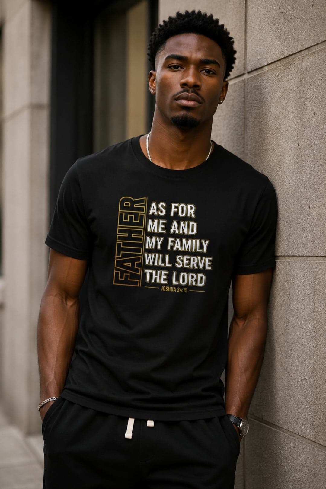 Father As For Me & My Family We Will Serve the Lord Tee | Christian Faith Streetwear | African Heritage | Sister Style