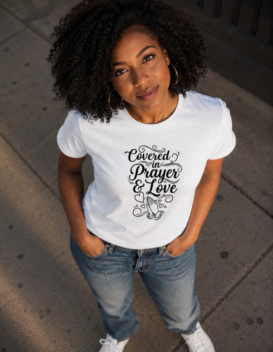 Covered in Prayer & Love Tee | Christian Faith Streetwear | African Heritage | Sister Style